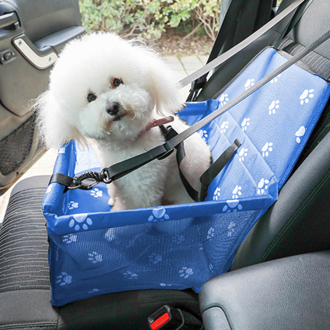 SOGA Waterproof Pet Booster Car Seat Breathable Mesh Safety Travel Portable Dog Carrier Bag Blue - Cafe Supply