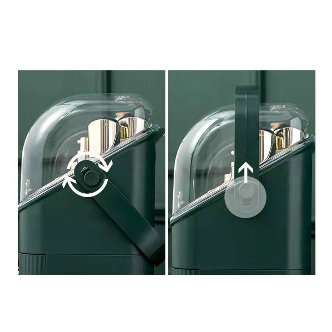 SOGA 29cm Green Countertop Makeup Cosmetic Storage Organiser Skincare Holder Jewelry Storage Box with Handle - Cafe Supply