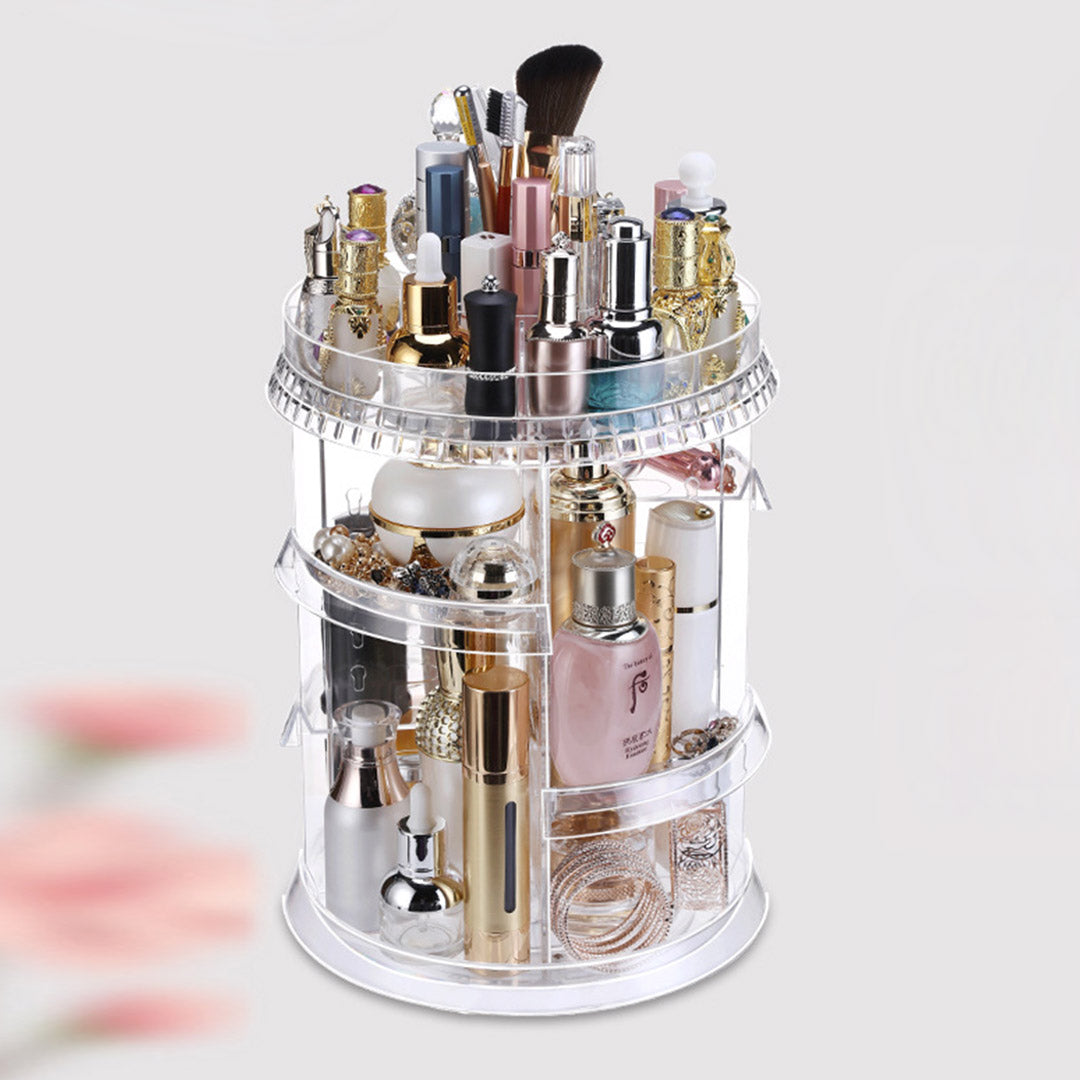 SOGA 360 Degree Rotating Makeup Organiser Cosmetics Holder Display Stand Skincare Home Decor - Cafe Supply