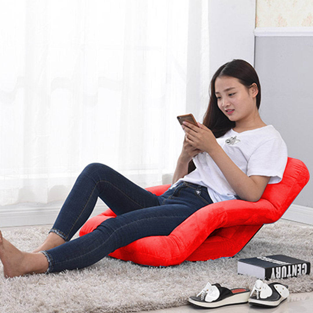 SOGA 2X Foldable Lounge Cushion Adjustable Floor Lazy Recliner Chair with Armrest Red - Cafe Supply