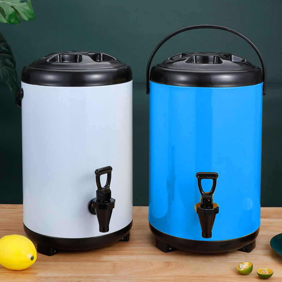 SOGA 12L Stainless Steel Insulated Milk Tea Barrel Hot and Cold Beverage Dispenser Container with Faucet Blue - Cafe Supply
