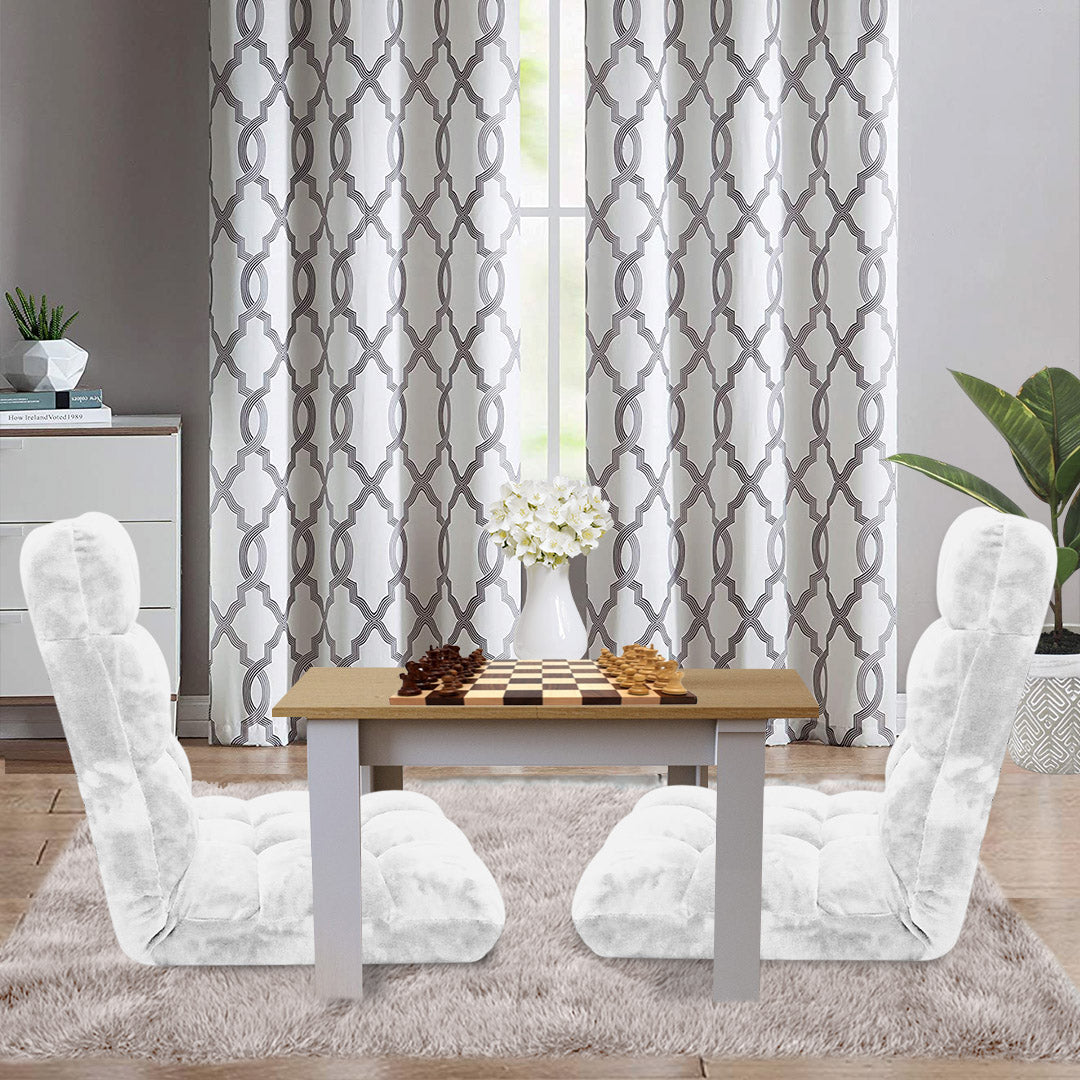 SOGA Floor Recliner Folding Lounge Sofa Futon Couch Folding Chair Cushion White - Cafe Supply