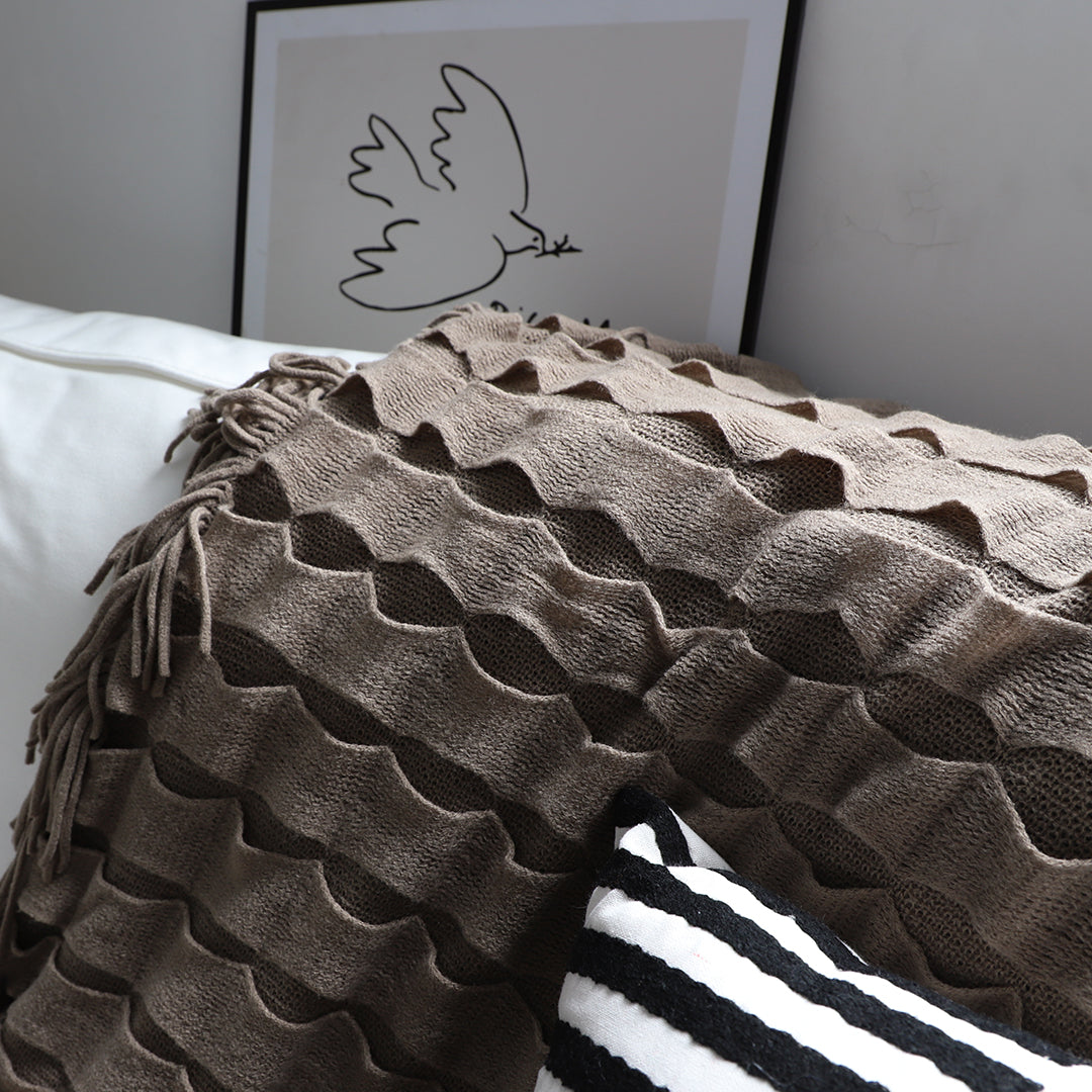 SOGA 2X Coffee Textured Knitted Throw Blanket Warm Cozy Woven Cover Couch Bed Sofa Home Decor with Tassels - Cafe Supply