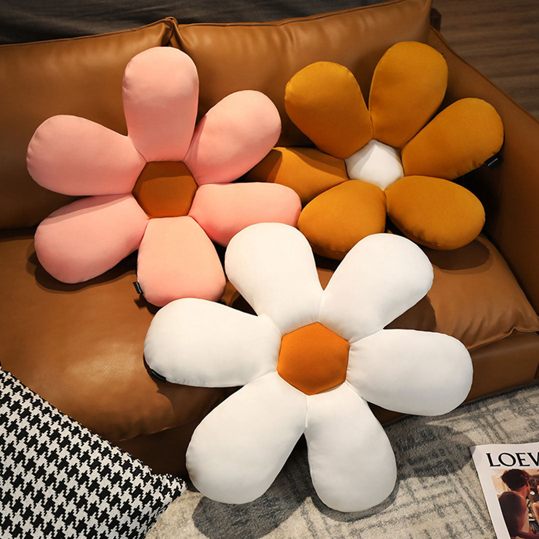 SOGA 2X White Daisy Flower Shape Cushion Soft Leaning Bedside Pad Floor Plush Pillow Home Decor - Cafe Supply
