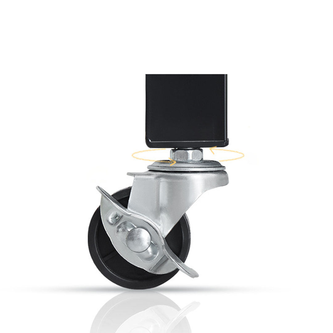 SOGA 3 Tier Steel Black Foldable Kitchen Cart Multi-Functional Shelves Portable Storage Organizer with Wheels - Cafe Supply