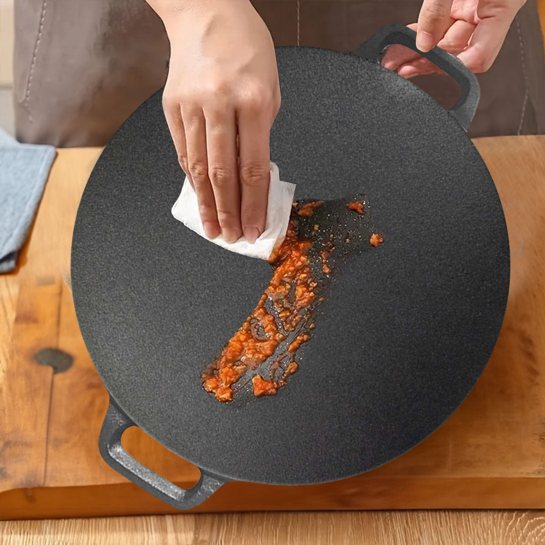 SOGA 37cm Cast Iron Induction Crepes Pan Baking Cookie Pancake Pizza Bakeware - Cafe Supply