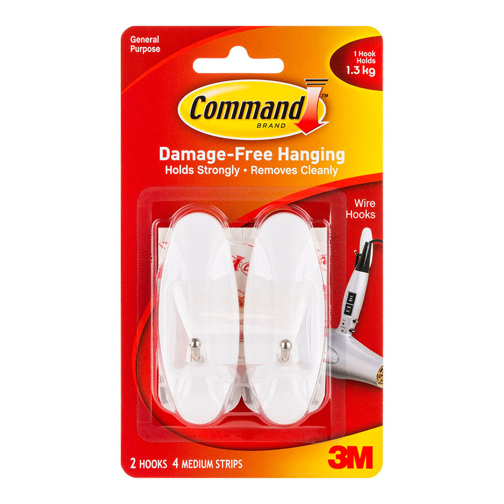 Command Hook 17068 Medium White Wire, Pack of 2 - Cafe Supply