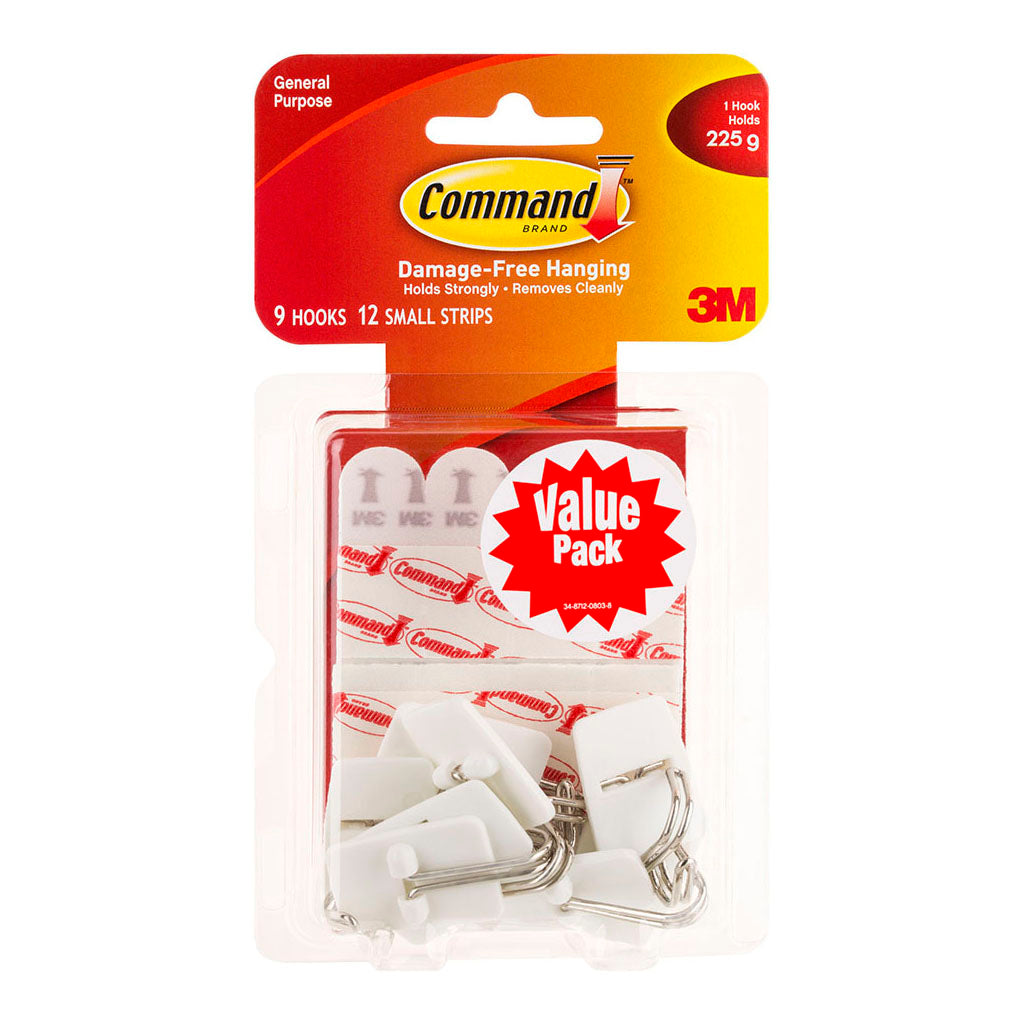 Command Hook 17067 Small White Wire Value, Pack of 9 - Cafe Supply