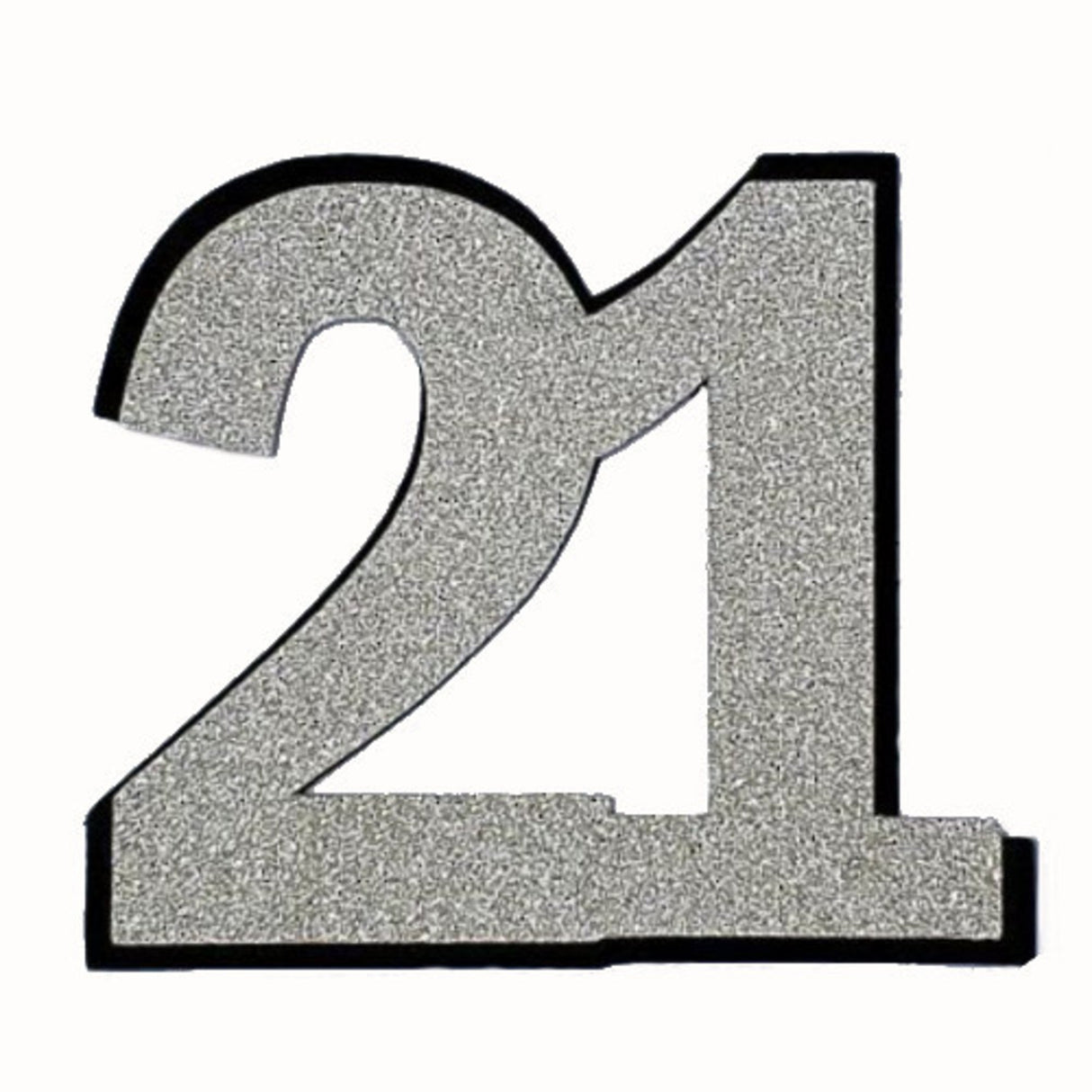 21st Glitter Silver Cake Topper (Card 80x70mm) - Cafe Supply
