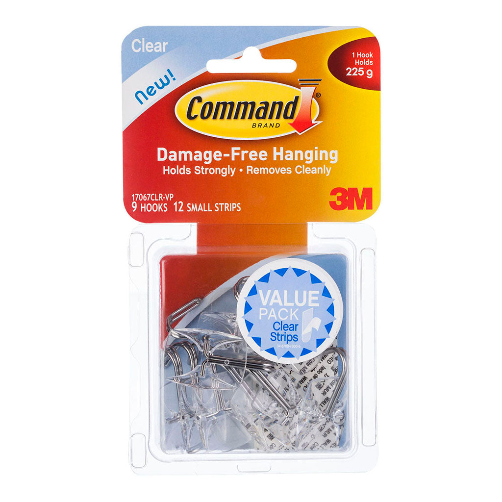 Command Hook 17067CLR-VP Small Clear Wire Value, Pack of 9 - Cafe Supply