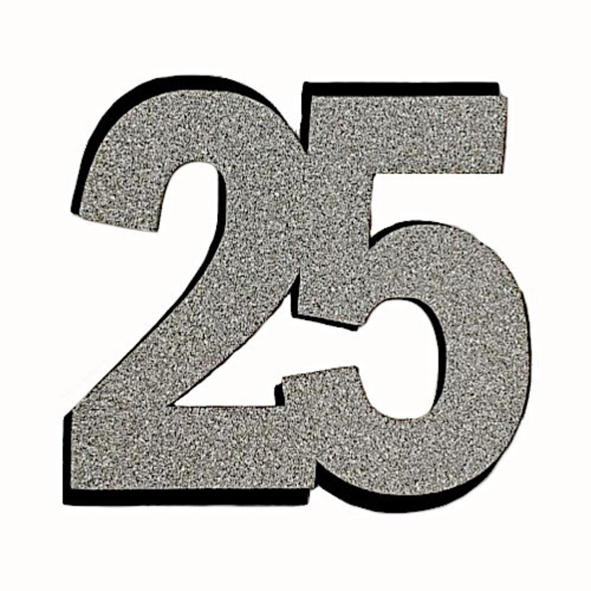 25th Glitter Silver Cake Topper (Card 80x70mm) - Cafe Supply