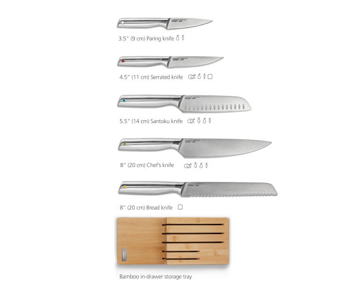 Joseph Joseph Elevate Steel Knives Bamboo Store 5 Piece Set - Cafe Supply