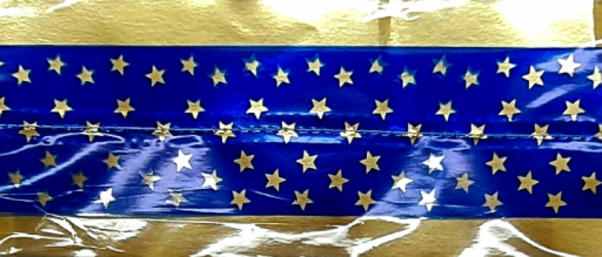 Cake Band Star Royal Blue/Gold 63mm (1m) - Cafe Supply