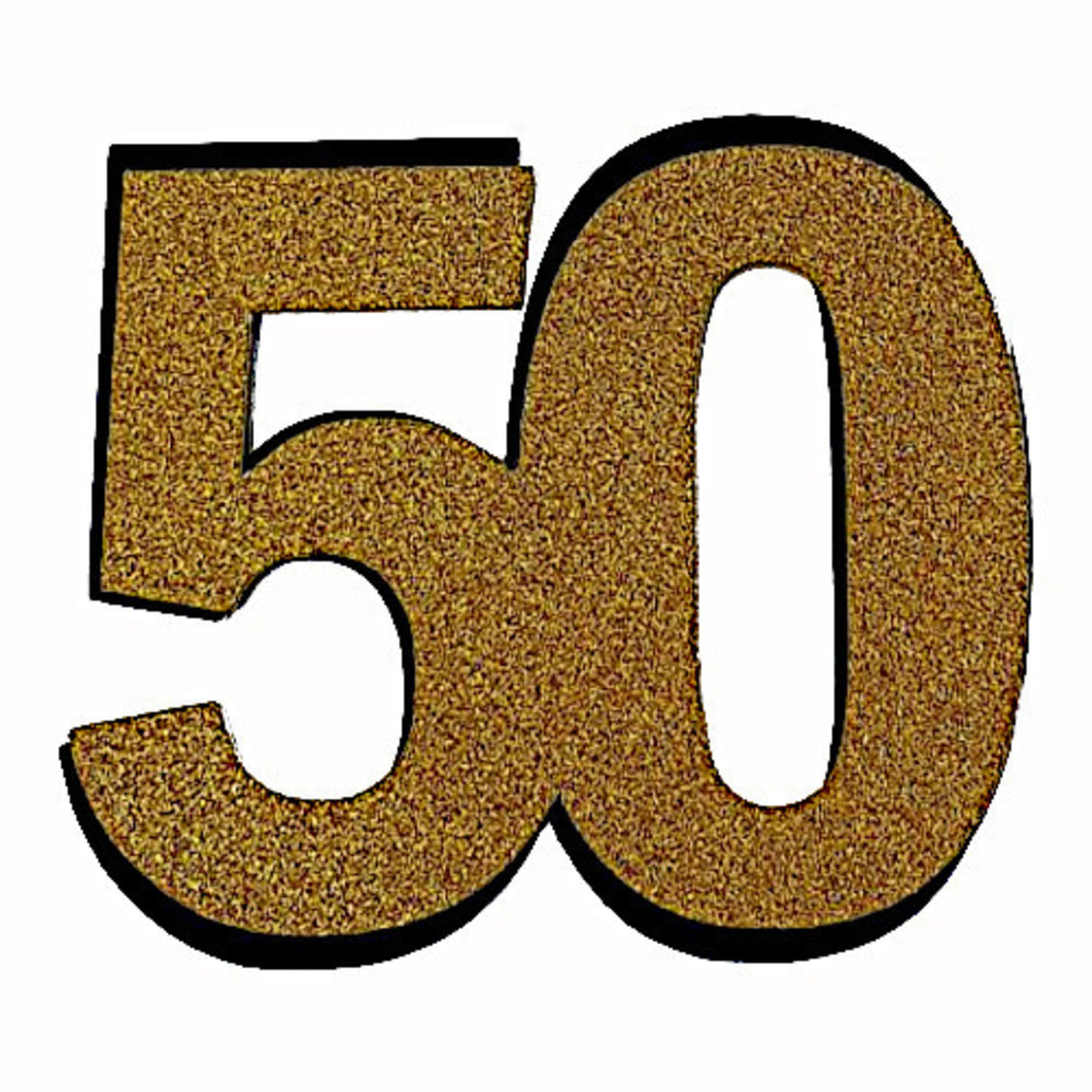 50th Glitter Gold Cake Topper (Card 85x70mm) - Cafe Supply