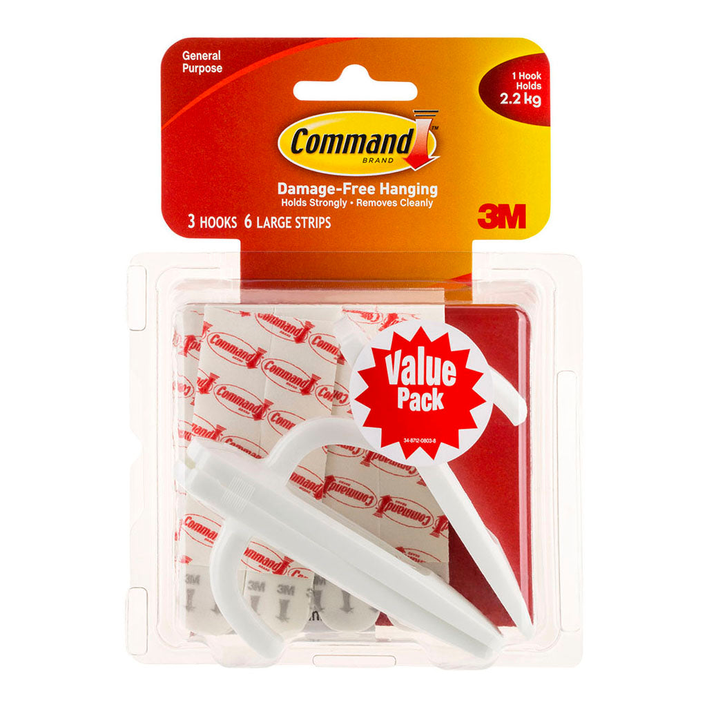 Command Hook 17003-3 Large White, Pack of 3 - Cafe Supply