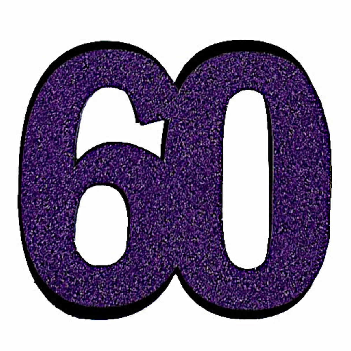 60th Glitter Purple Cake Topper (Card 85x70mm) - Cafe Supply