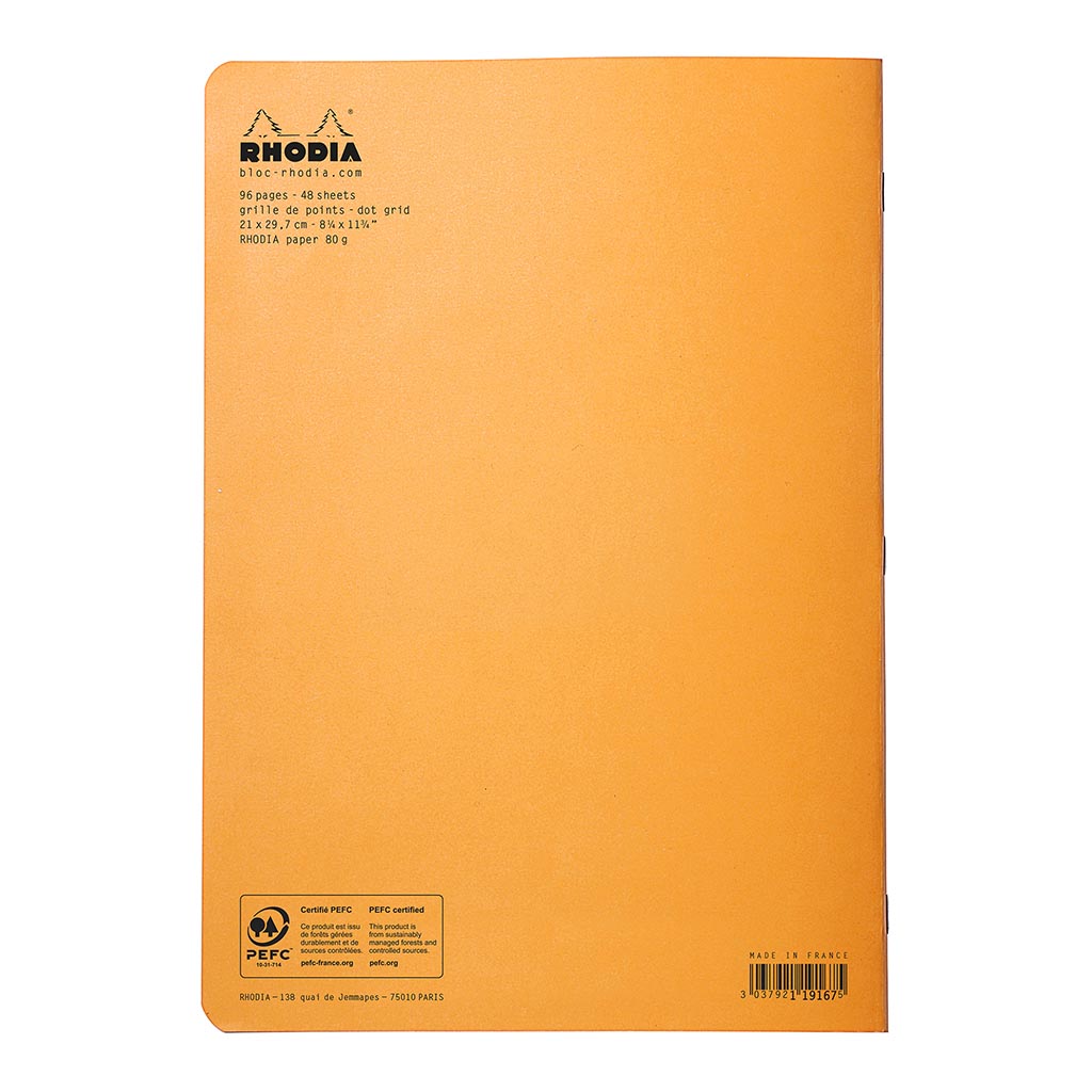 Rhodia Classic Notebook Stapled A4 Dot Orange - Cafe Supply