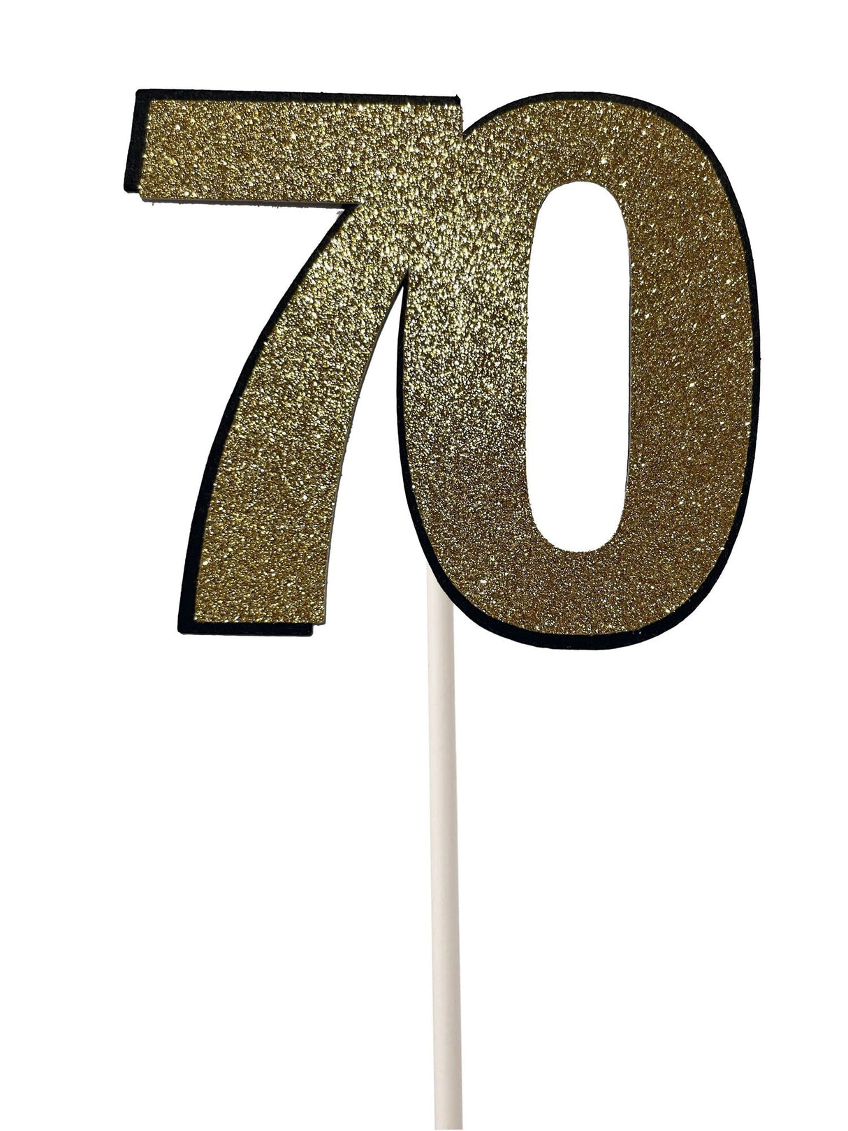 70th Glitter Gold Cake Topper (Card 85x70mm) - Cafe Supply