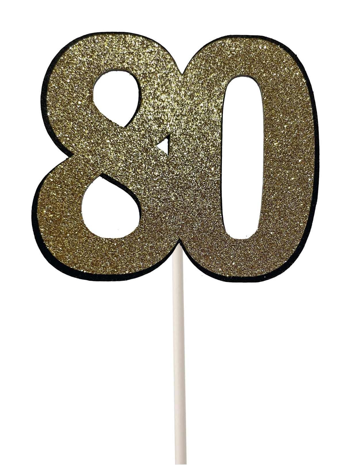 80th Glitter Gold Cake Topper (Card 85x70mm) - Cafe Supply