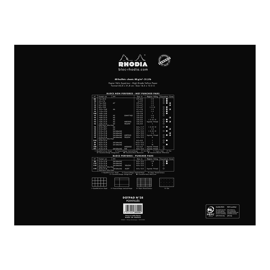 Rhodia dotPad No. 38 A3+ Black - Cafe Supply