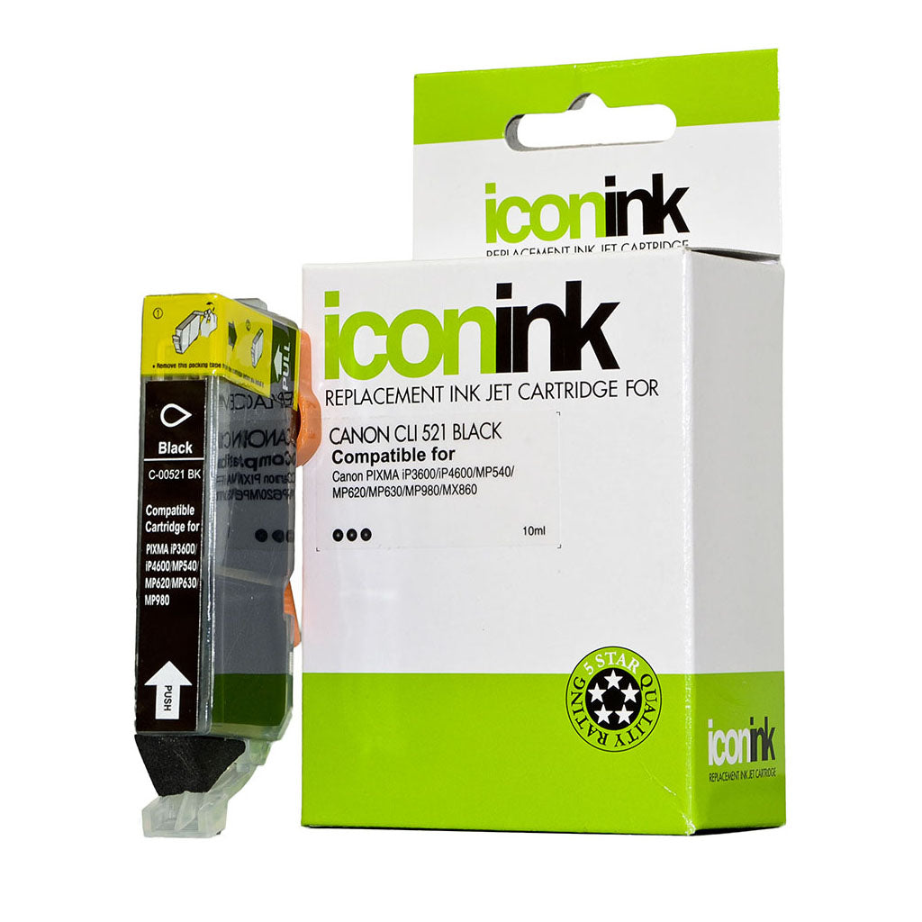 Icon Compatible Canon CLI521 Black Ink Cartridge - Cafe Supply