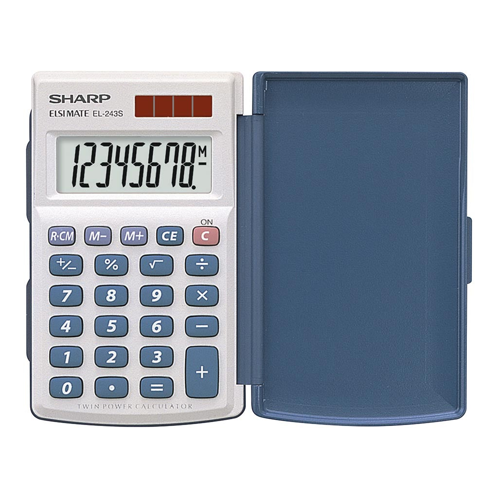 Sharp EL-243SB Twin Power Pocket Calculator with Cover - Cafe Supply