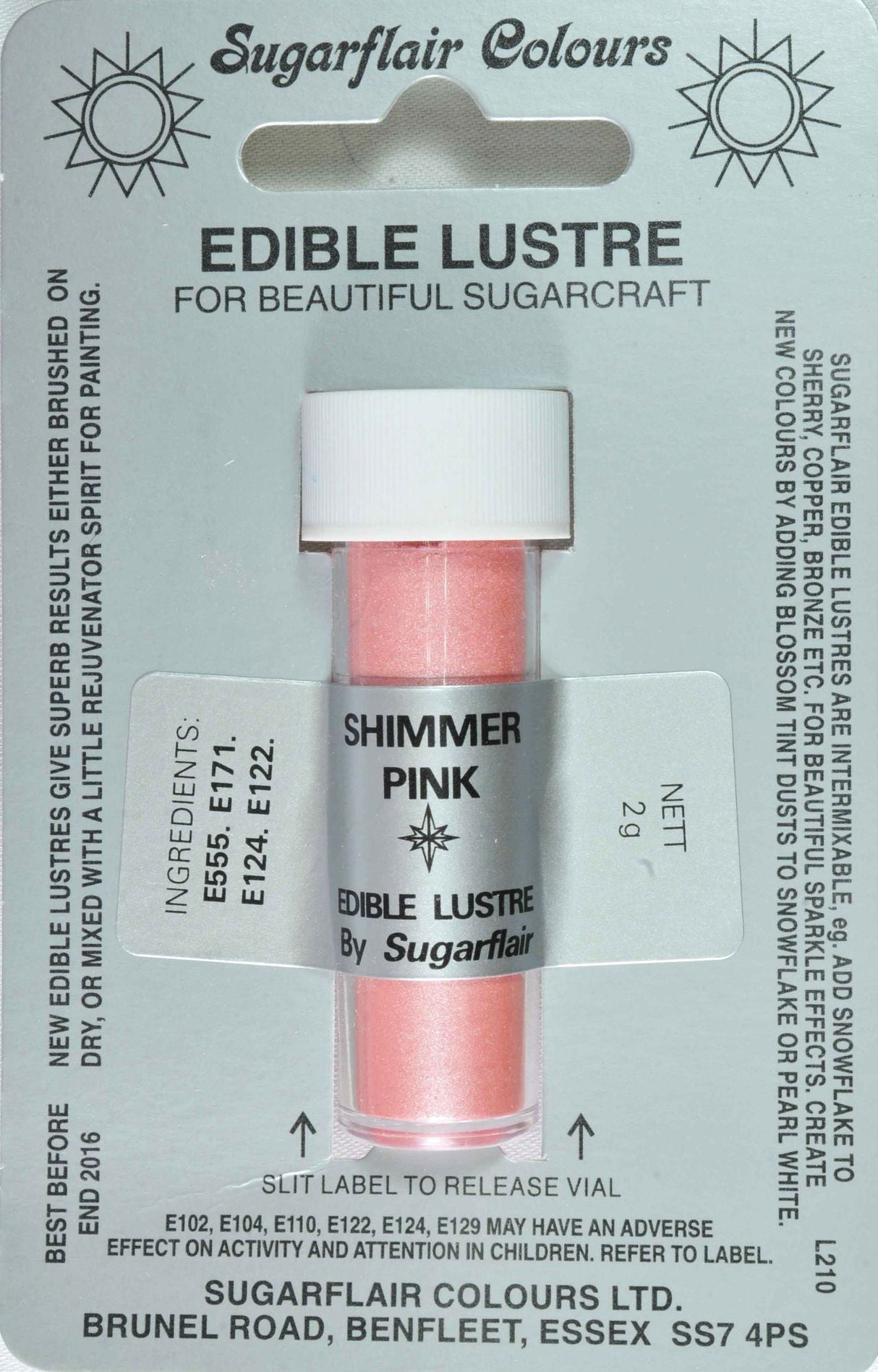 Sugarflair Edible Lustre Colour Shimmer Pink - Cafe Supply