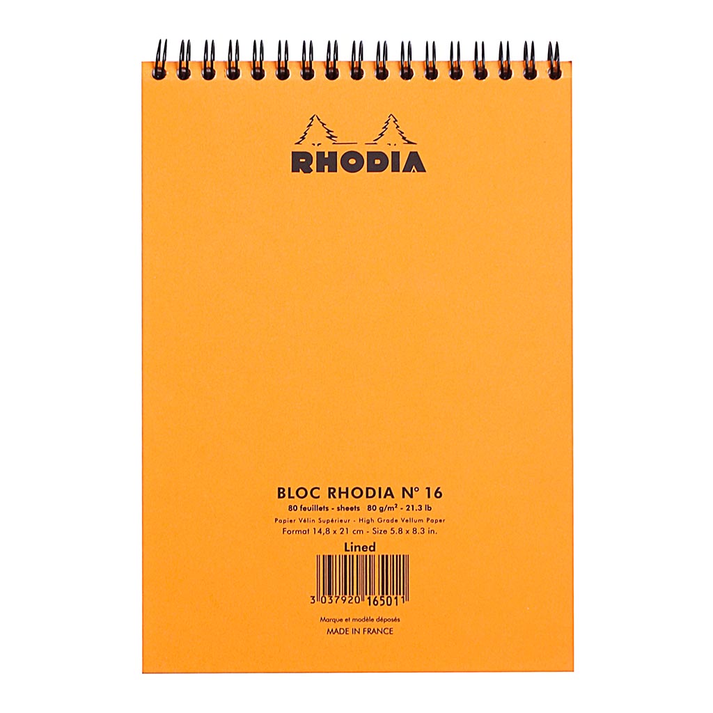 Rhodia Classic Notepad Spiral A5 Lined Orange - Cafe Supply