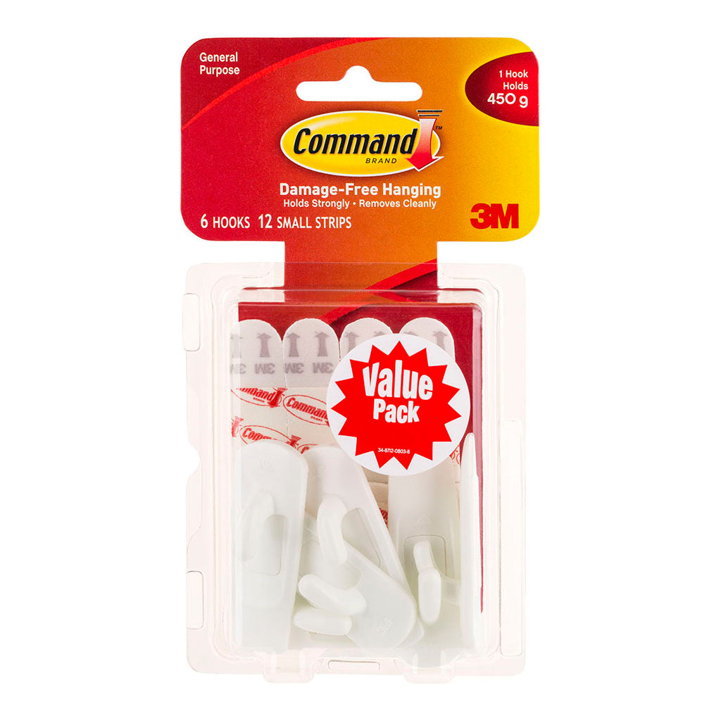 Command Hook 17002-6 Small White, Pack of 6 - Cafe Supply