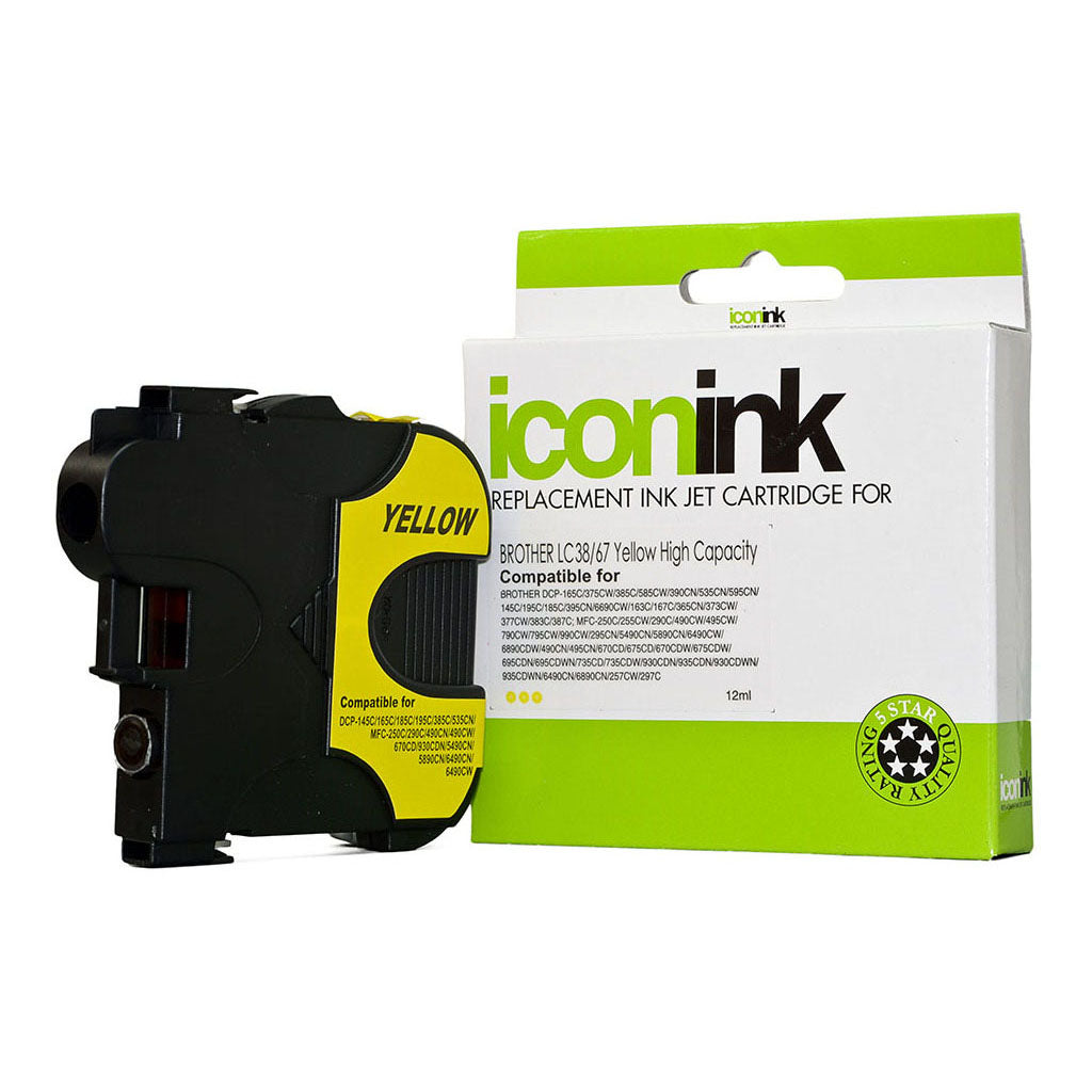 Icon Compatible Brother LC38 LC67 Yellow Ink Cartridge - Cafe Supply