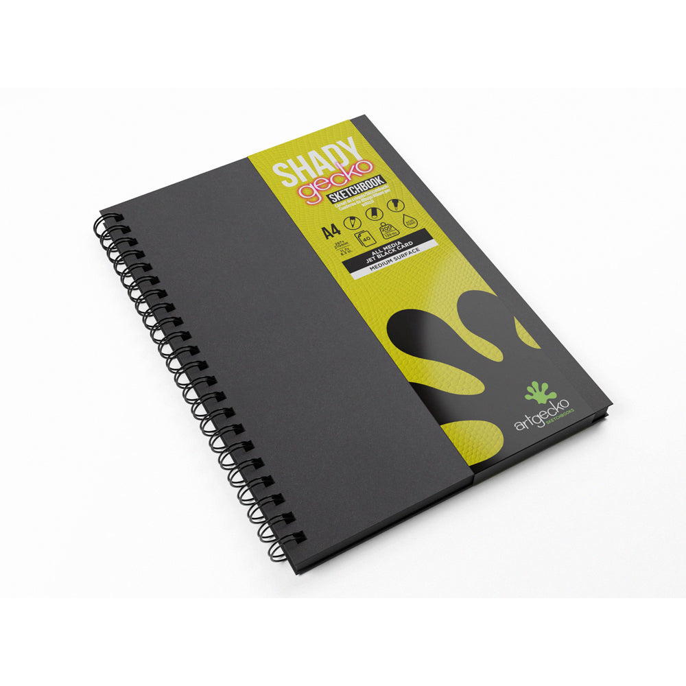 Artgecko Shady Sketchbook A4 80 Pages 40 Sheets 200gsm Black Toned Card - Cafe Supply