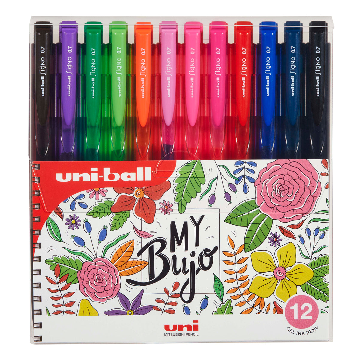 Uni Signo RT1 0.7mm Retractable 12 Pack Floral UMN155 - Cafe Supply