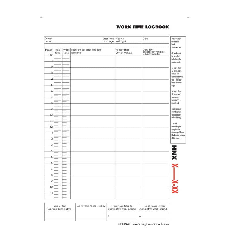 Collins Log Book Work Time A5 Triplicate - Cafe Supply