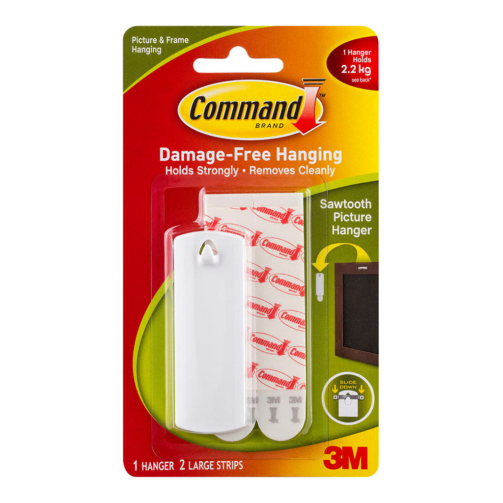 Command Picture Hanger 17040 Large White Sawtooth Pk/1 - Cafe Supply