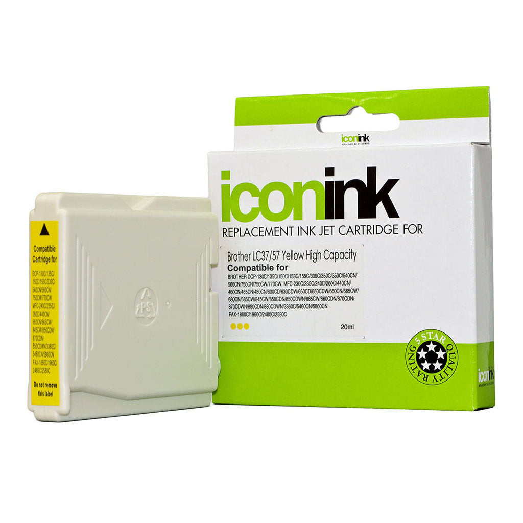 Icon Compatible Brother LC37 LC57 Yellow Ink Cartridge - Cafe Supply