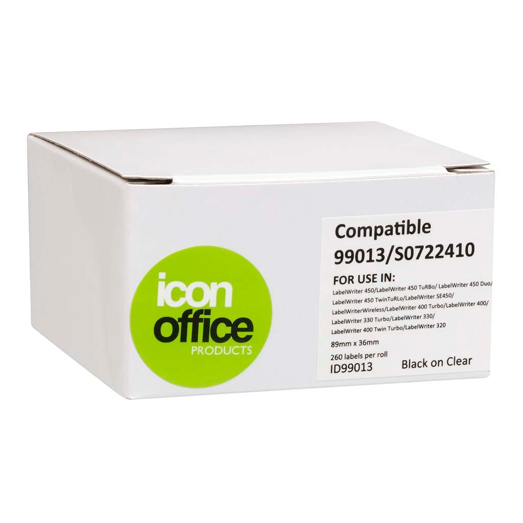 Icon Compatible Dymo LW Shipping Labels 89x36mm Clear 260 Labels - Cafe Supply