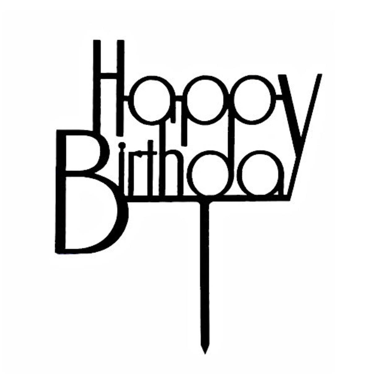 "Happy Birthday" Black Pic Topper (Card 135x110mm) - Cafe Supply