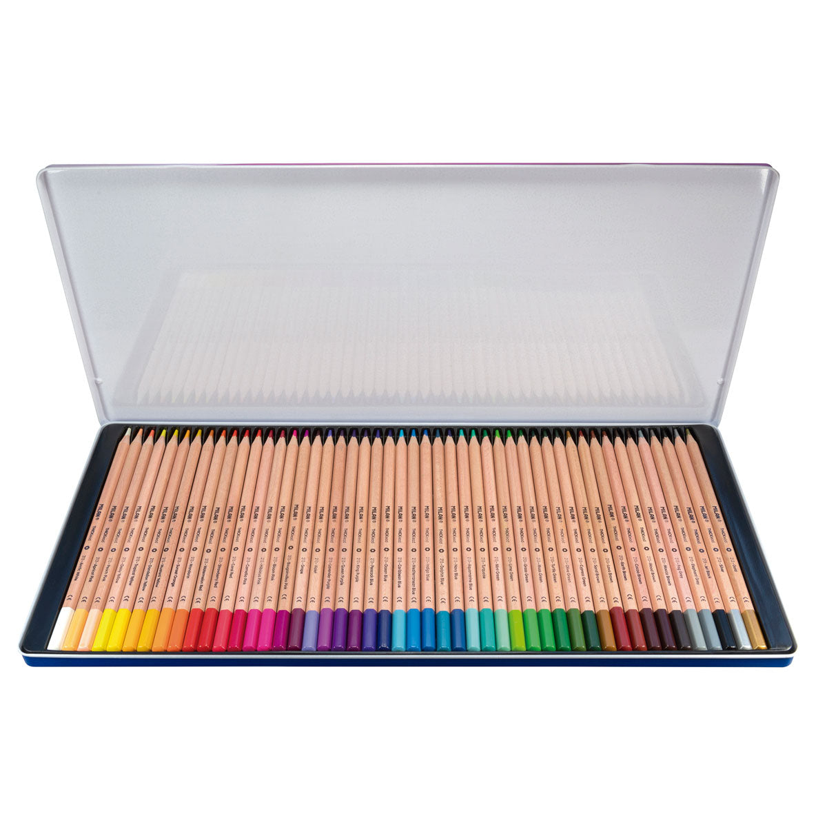 Milan Coloured Pencils Hexagonal Large Lead Pack 48 Metal Box - Cafe Supply