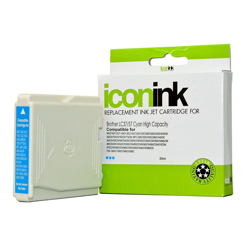 Icon Compatible Brother LC37 LC57 Cyan Ink Cartridge - Cafe Supply