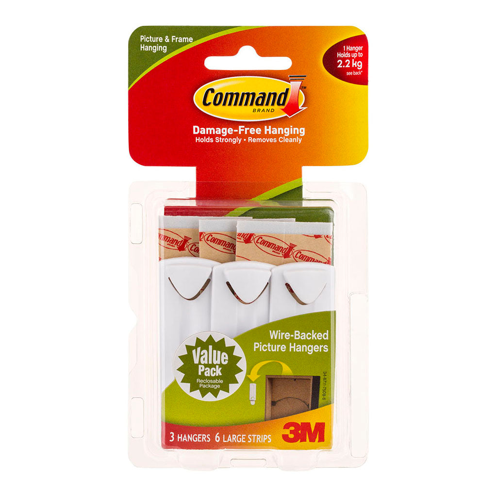 Command Wire-Backed Picture Hanger 17043 White, Pack of 3 - Cafe Supply