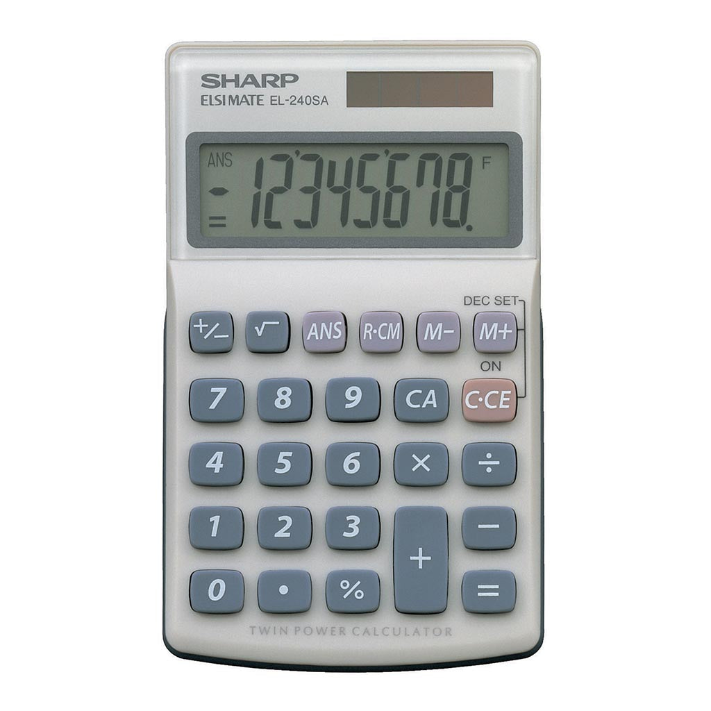 Sharp EL-240SAB Twin Power Pocket Calculator - Cafe Supply