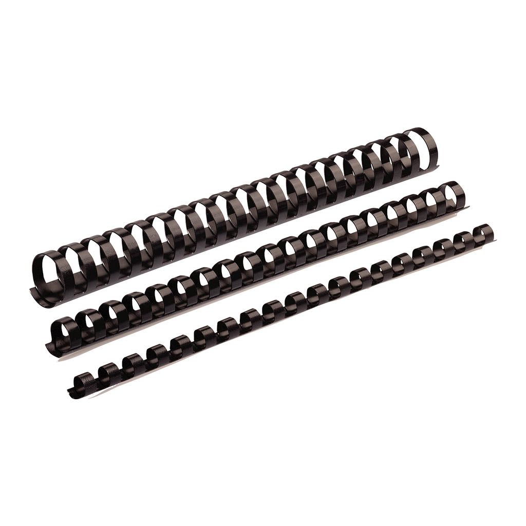 Fellowes Plastic Binding Coils 12mm Black, Pack of 100 - Cafe Supply