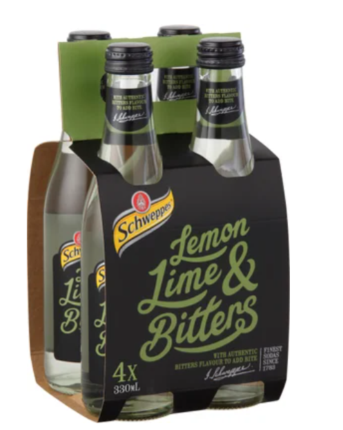 Schweppes Lemon Lime & Bitters 4 x 330ml - Cafe Supply