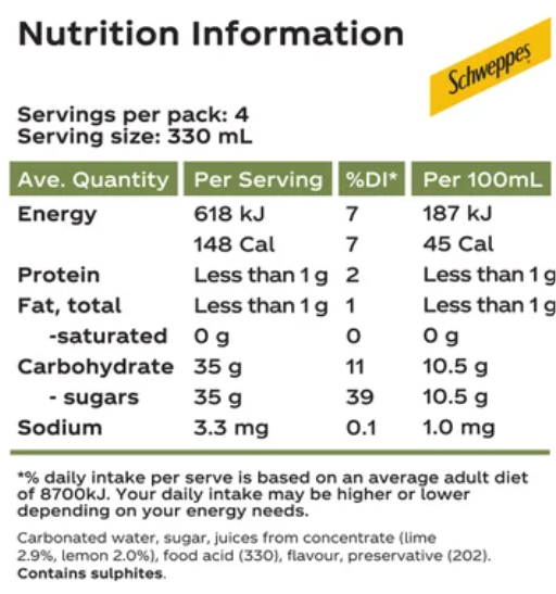 Schweppes Lemon Lime & Bitters 4 x 330ml - Cafe Supply