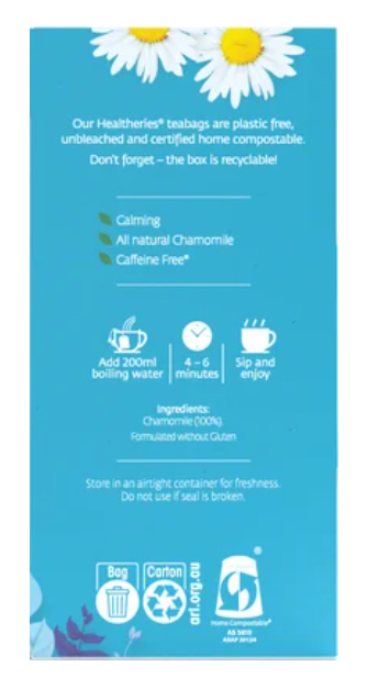 Healtheries Chamomile Tea Bags 40pk - Cafe Supply