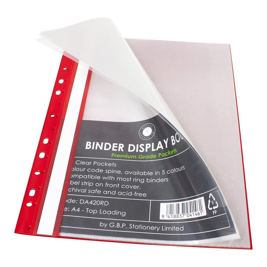 OSC Binder Display Book A4 20 Pocket Red - Cafe Supply