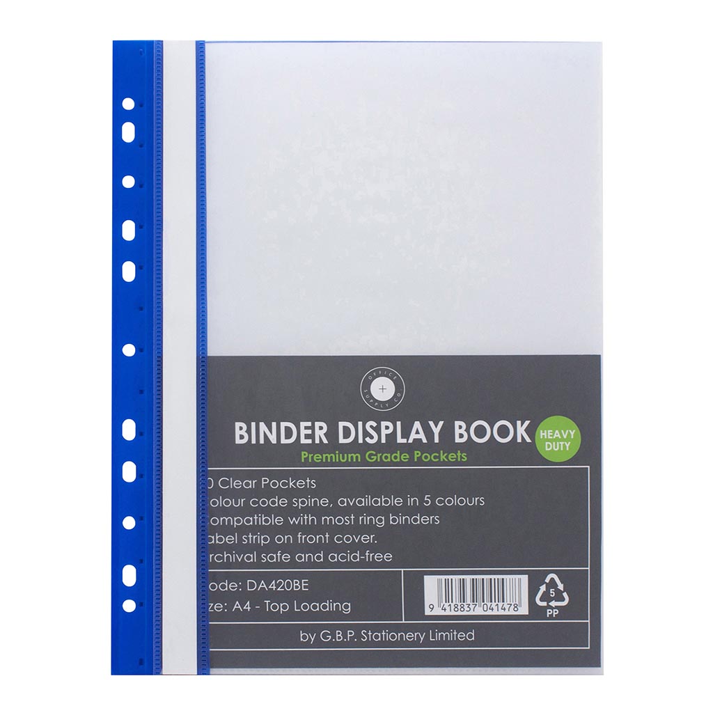 OSC Binder Display Book A4 20 Pocket Blue - Cafe Supply