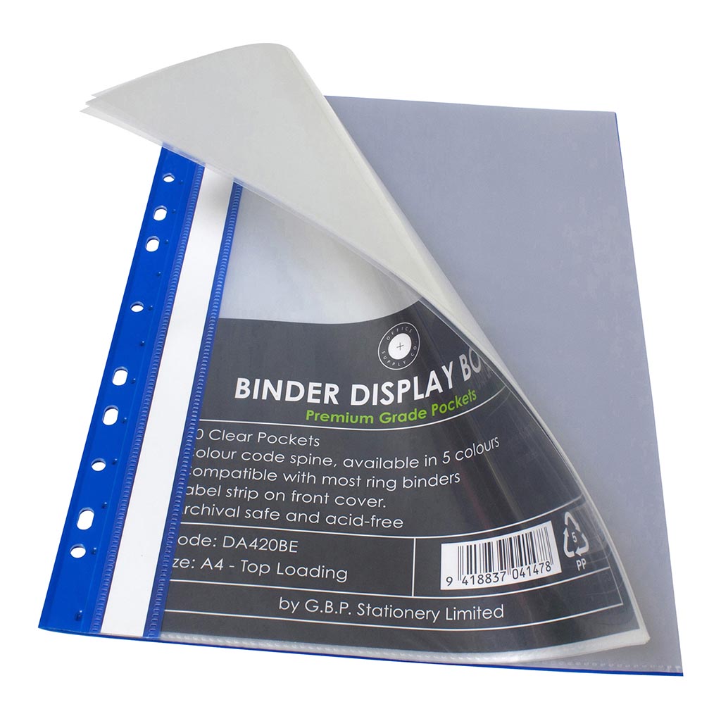 OSC Binder Display Book A4 20 Pocket Blue - Cafe Supply