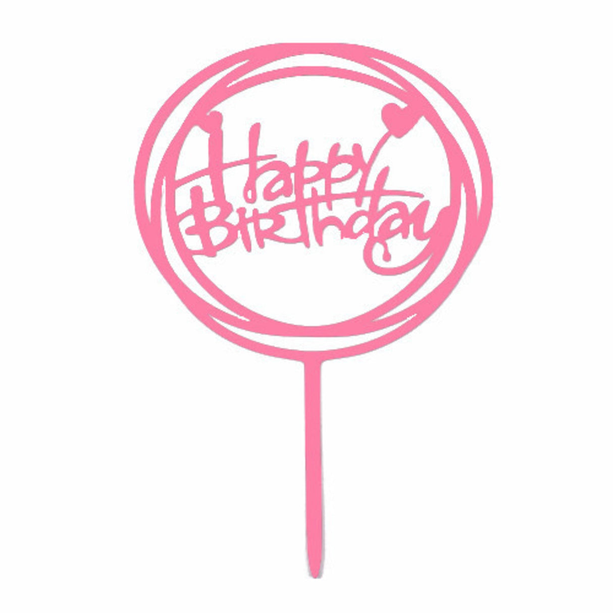 "Happy Birthday" Pink Heart Topper Pic (160x100mm) - Cafe Supply