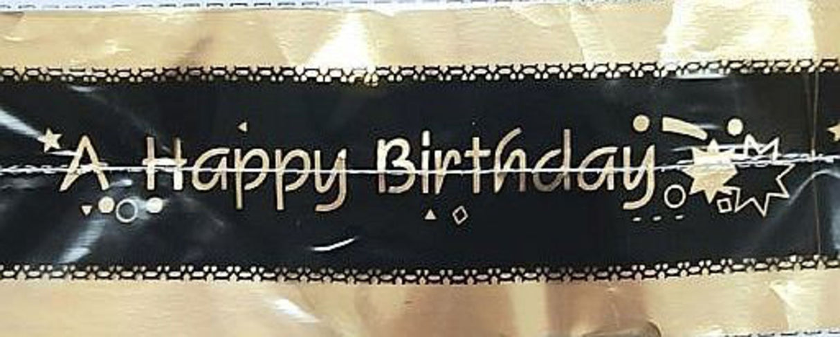 Cake Band Happy Birthday Black/Gold 63mm (7m) - Cafe Supply